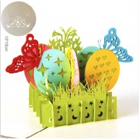 Handmade 3D Pop Up Card, Easter Card, Colourful Egg Butterfly Seasonal Greetings Celebrations Card, Blank Card 